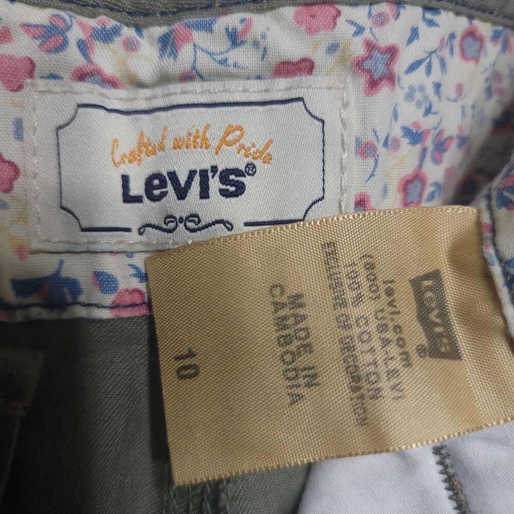 Levis "Crafted With Pride" Shorts Womens 10 Mid Rise Chino Green Cotton - Picture 5 of 16